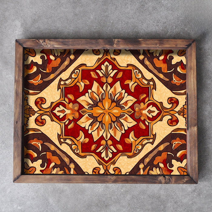 Aberto Design REF013 Bandeja de Madera Maciza para Decoración del Hogar Elegante 48x38x4 cm